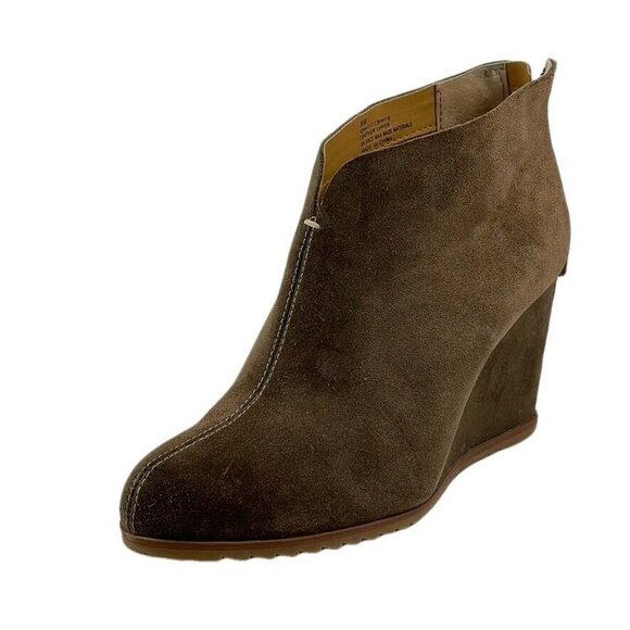 Korks Womens Brown Suede Wedge Ankle Boots 8M With Back Zipper Closure - Picture 9 of 12